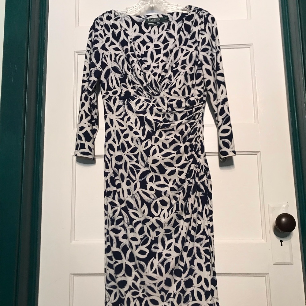 Lauren Ralph Lauren Faux Wrap Ruching Dress